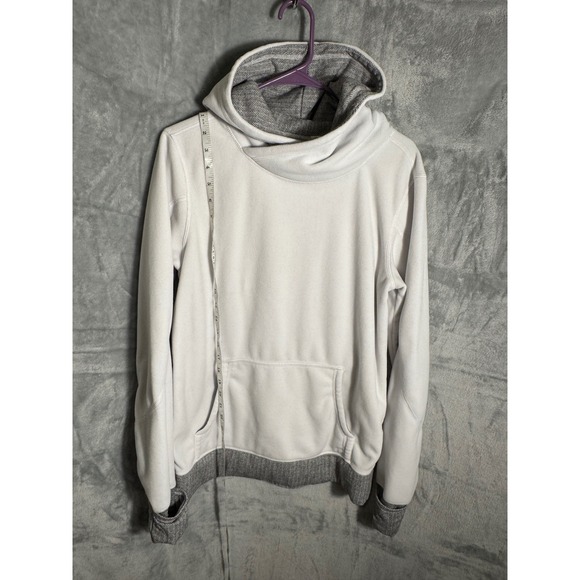 Lululemon‎ Athletica White Cowl Neck Fleece Hoodie Athleisure Women's Size 10 - Picture 2 of 12
